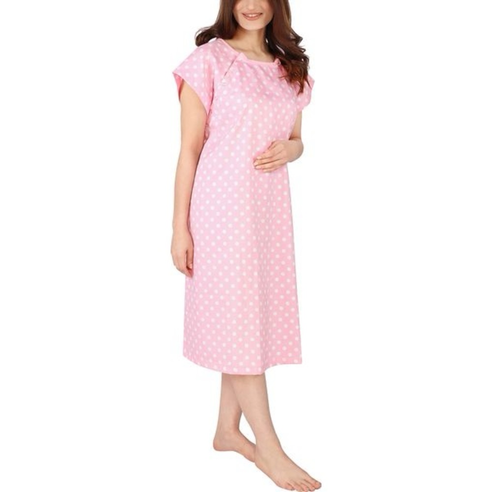 Elegant Pink Polka Dot - Utopia Care Hospital Gown, Patient Gown or Nightgown